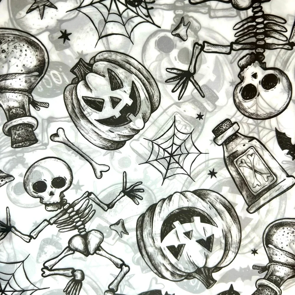 Halloween Charcoal Sketch Images Peva Shower Curtain Metal Grommets Black Potion